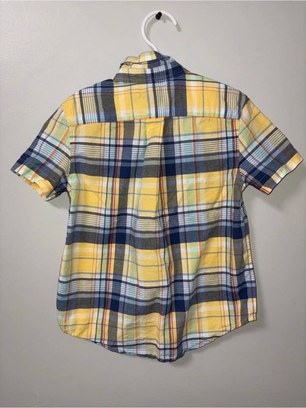 Ralph Lauren Yellow & Blue Plaid Short Sleeve Collared Button Down Shirt Boys 6
